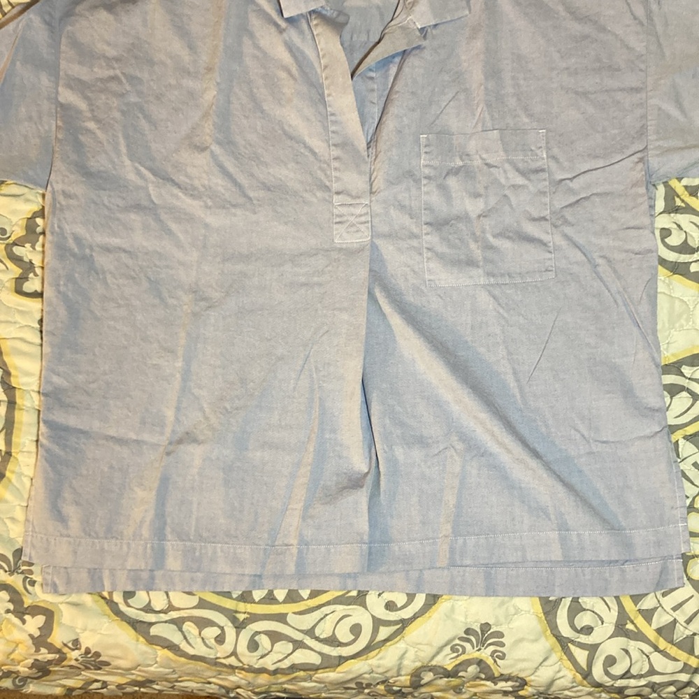 Everlane Womens Short Sleeve Soft Blue Kaftan Popover Blouse Size 8 - Picture 7 of 11
